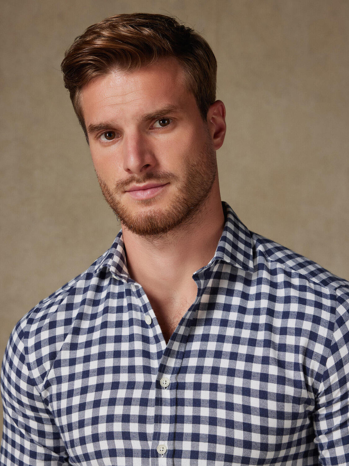 Camicia slim fit di flanella Rob a quadri navy