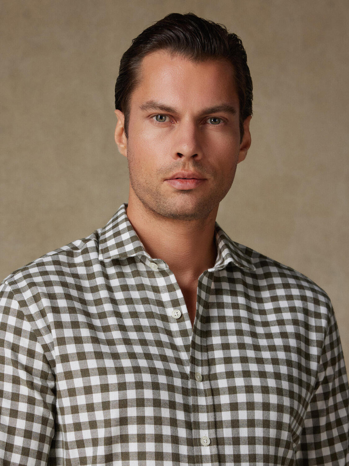 Rob Khaki Checkered Flannel slim fit shirt