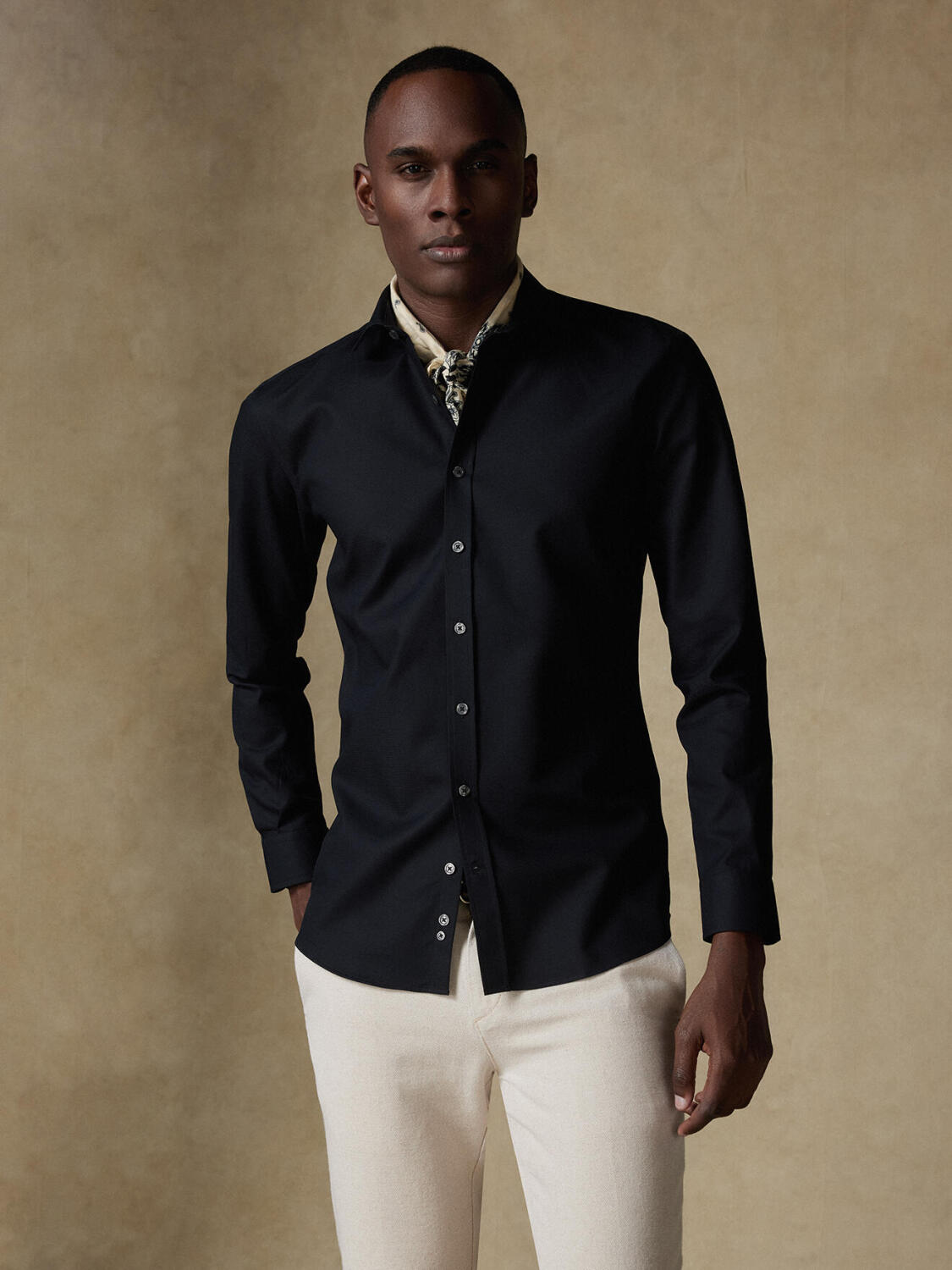 Camicia slim Shane testurizzata nera