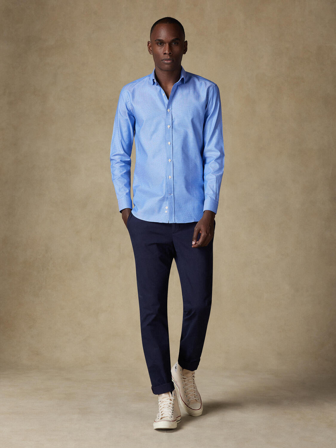 Chemise cintrée Sole en natté bleu