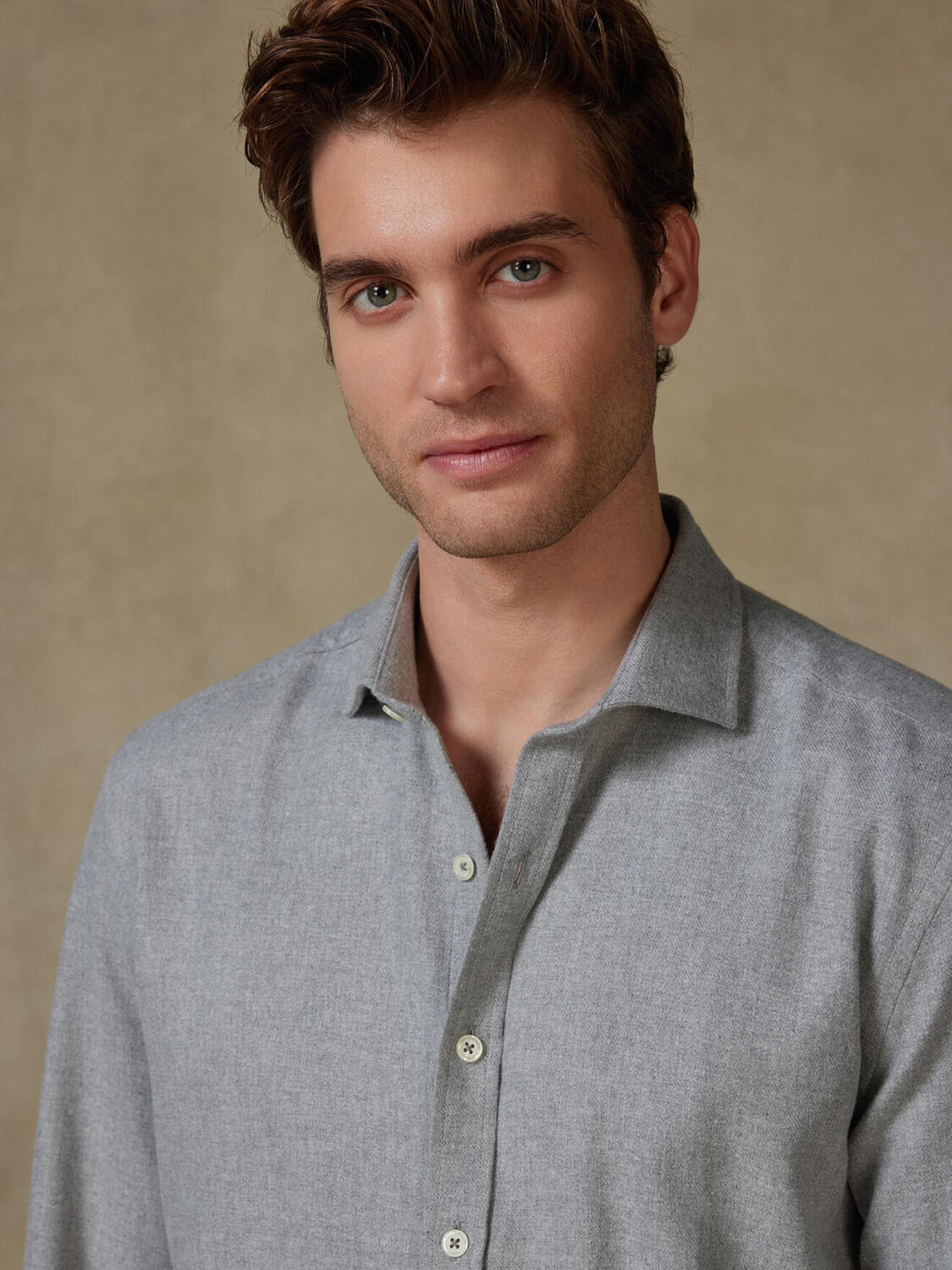 Storm grey flannel slim fit shirt