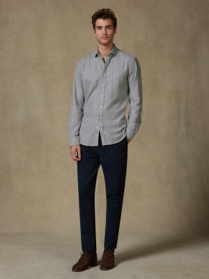 Storm grey flannel slim fit shirt