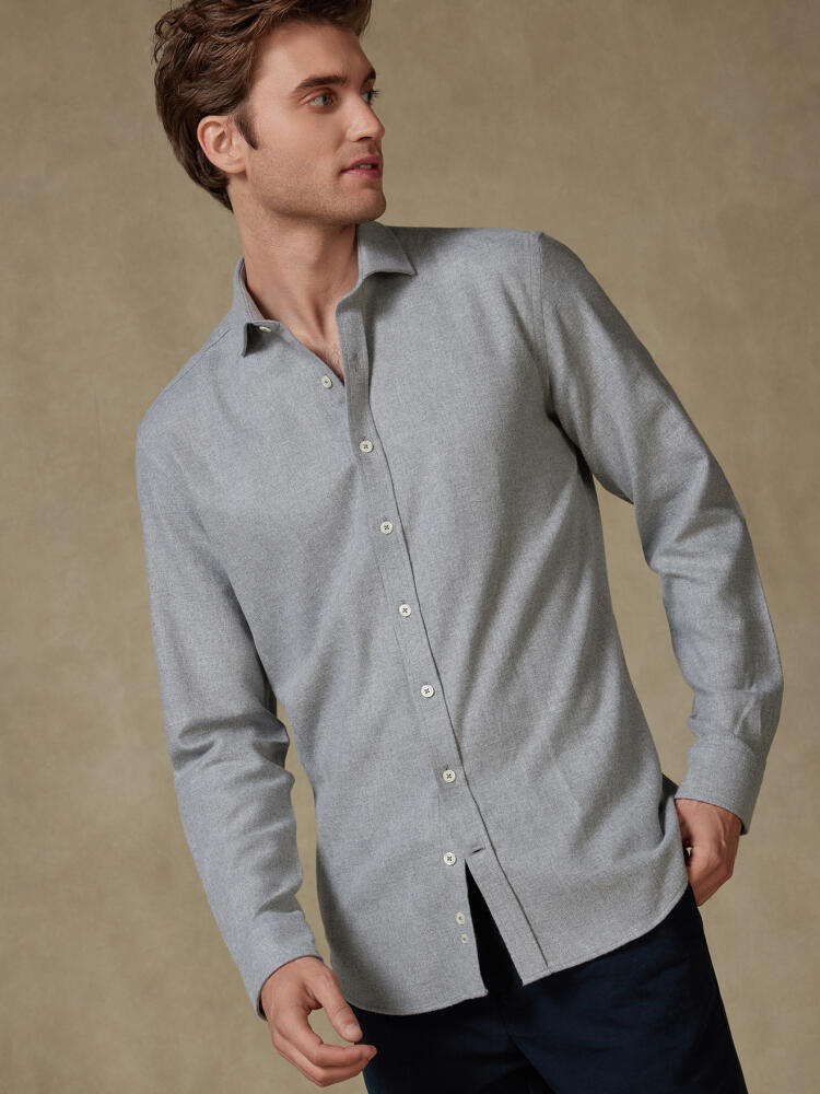 Storm grey flannel slim fit shirt