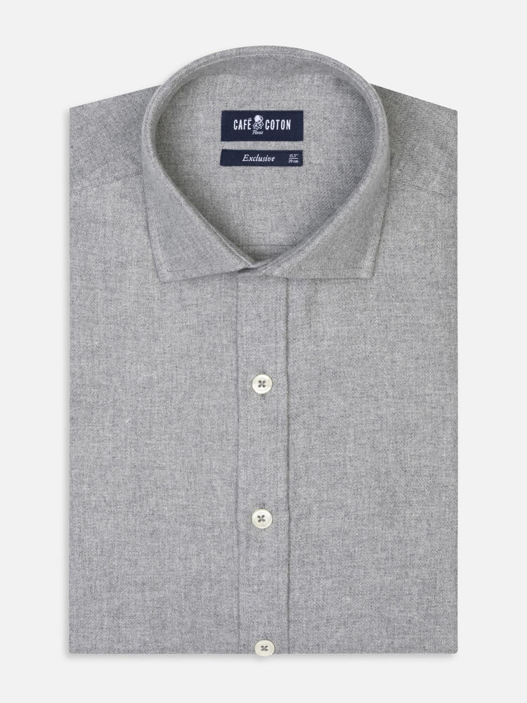 Storm grey flannel slim fit shirt