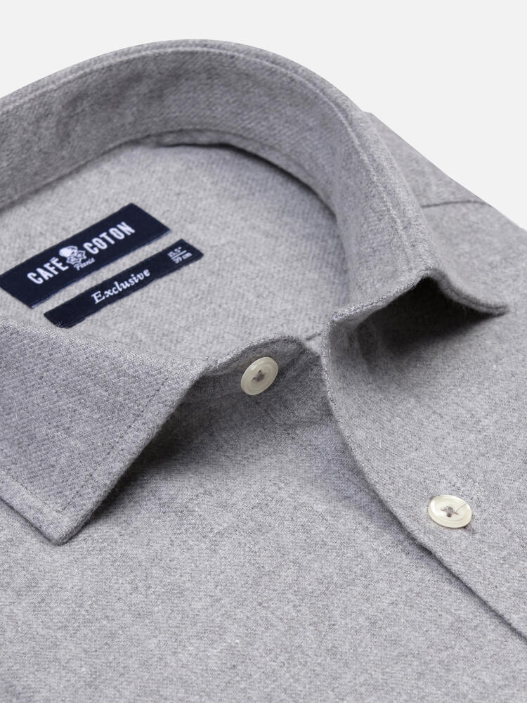 Storm grey flannel slim fit shirt