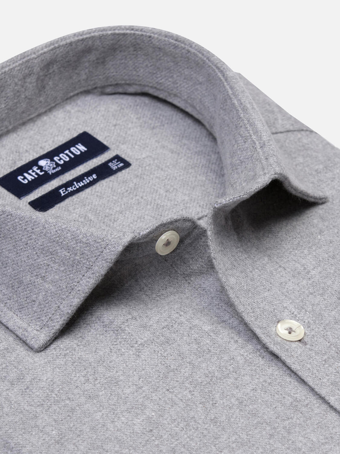 Storm grey flannel slim fit shirt