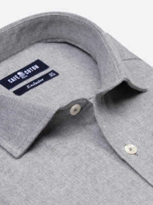 Storm grey flannel slim fit shirt