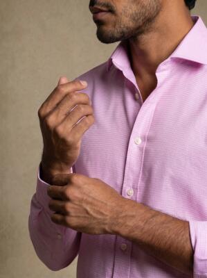 Slim Fit Tadd Strukturiertes Hemd Rosa