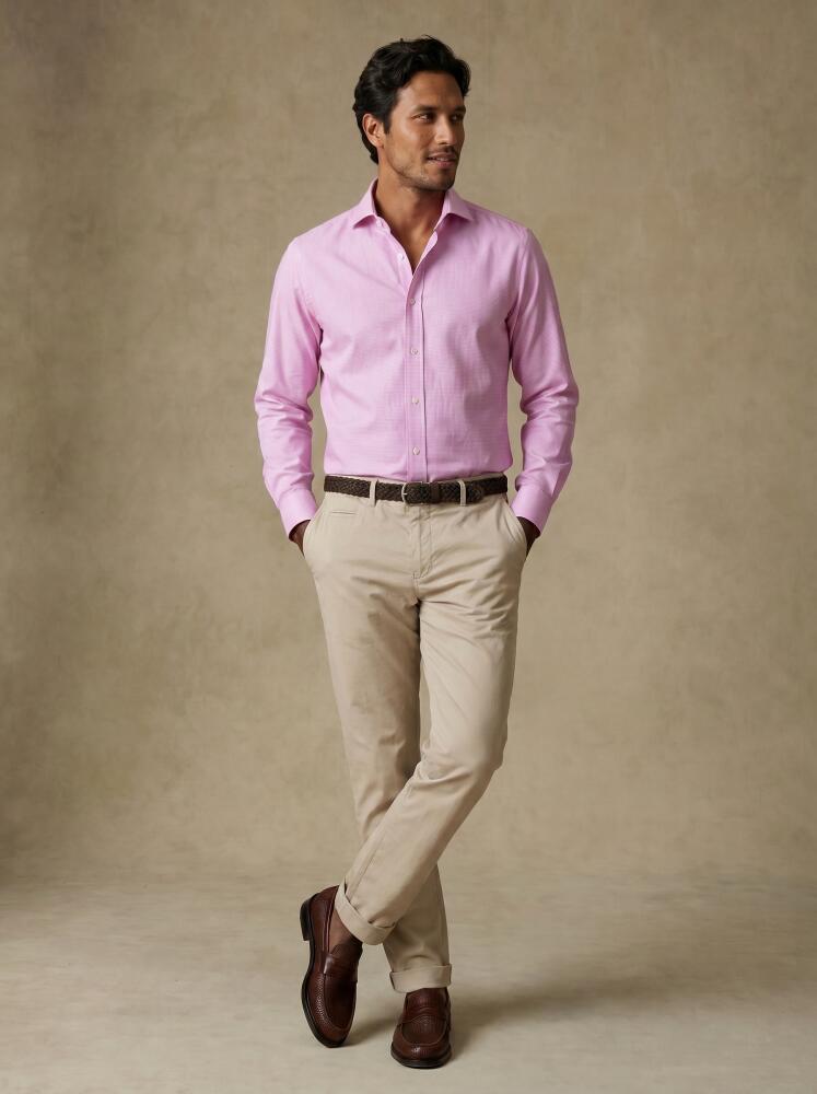 Slim Fit Tadd Roze Overhemd met structuur