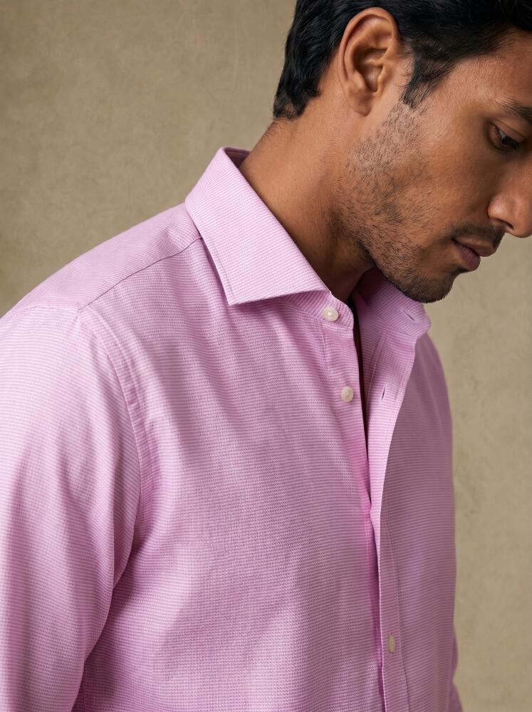 Slim Fit Tadd Roze Overhemd met structuur