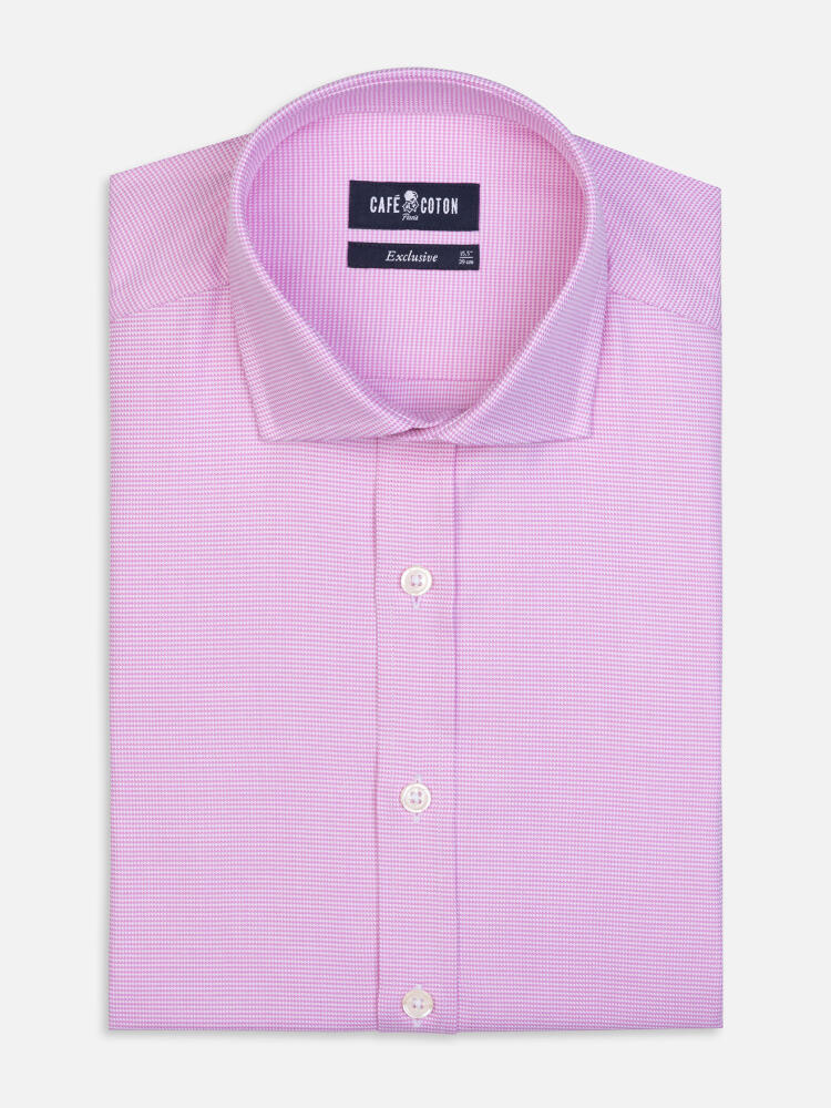 Slim Fit Tadd Roze Overhemd met structuur