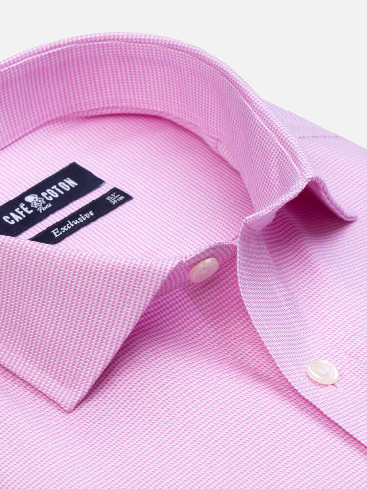 Slim Fit Tadd Roze Overhemd met structuur