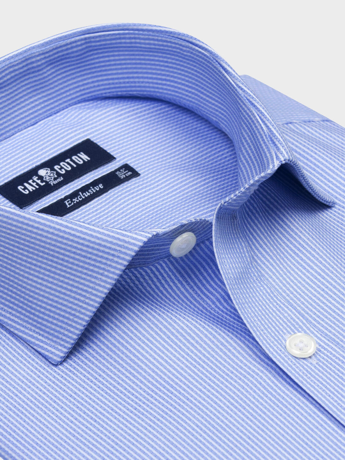 Chemise cintrée Theo à rayures bleues