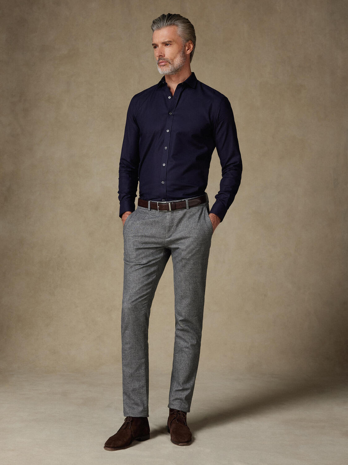 Chemise cintrée en twill marine