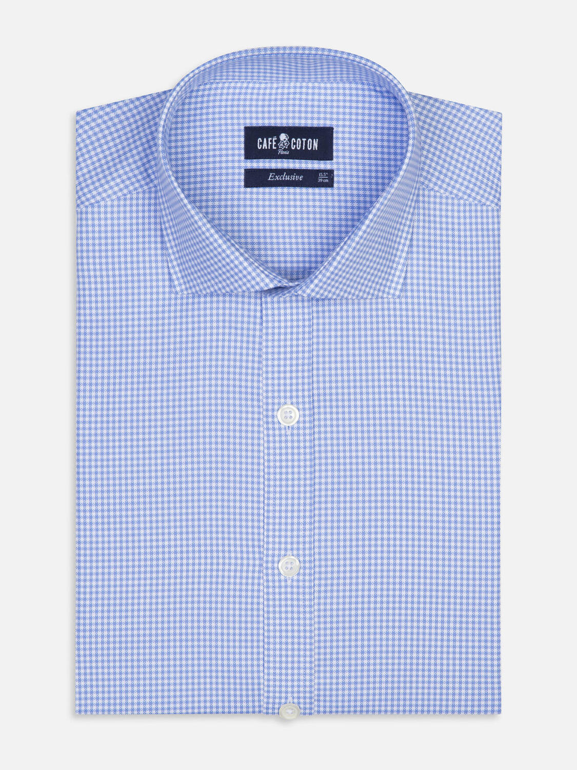 Camicia slim fit in percalle blu cielo