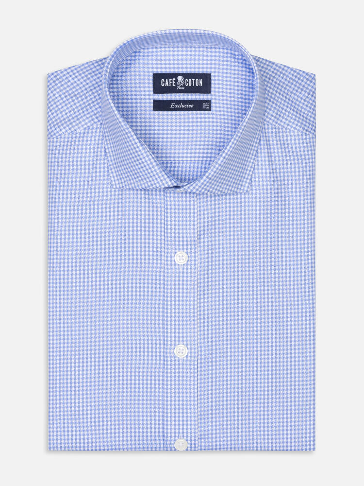 Sky Blue gingham slim fit shirt