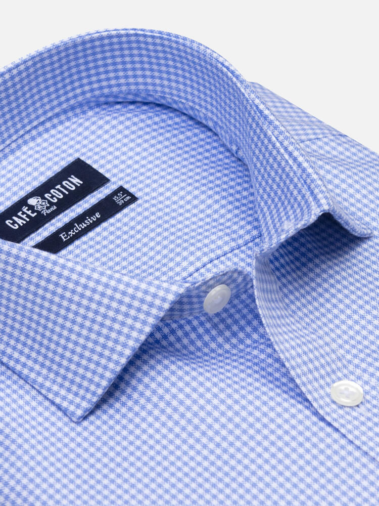 Sky Blue gingham slim fit shirt