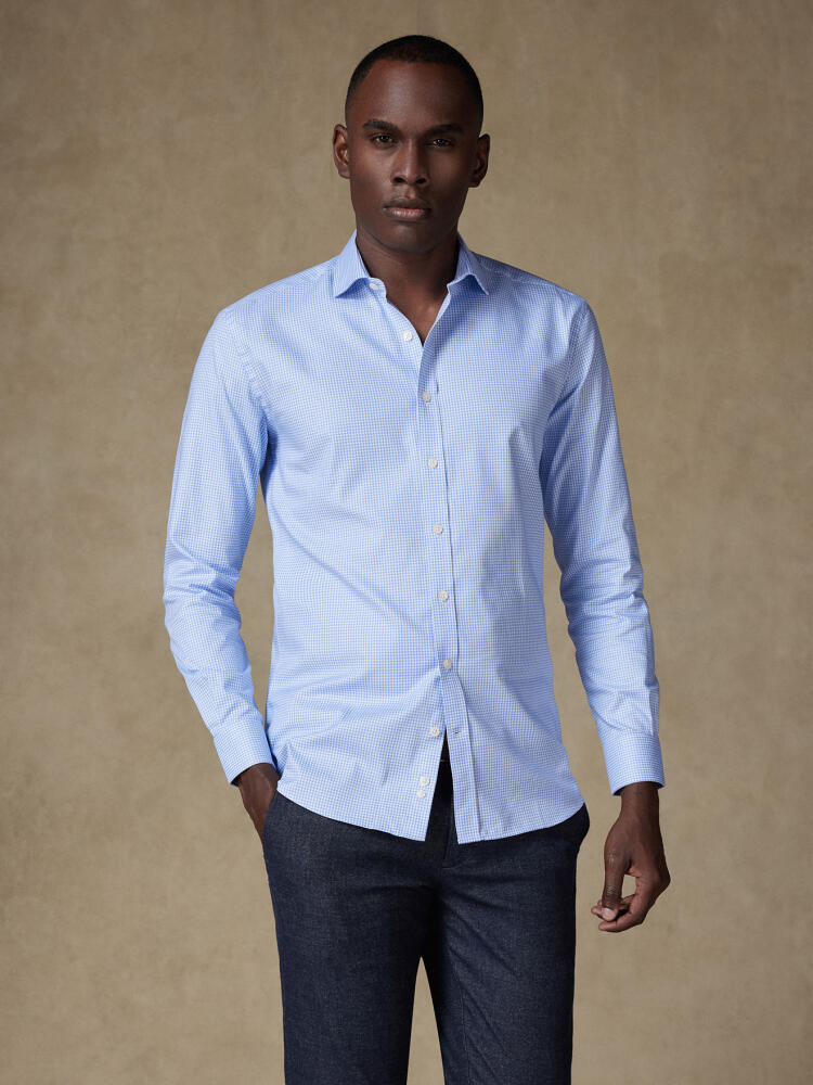 Sky Blue gingham slim fit shirt