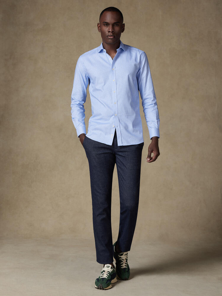 Sky Blue gingham slim fit shirt