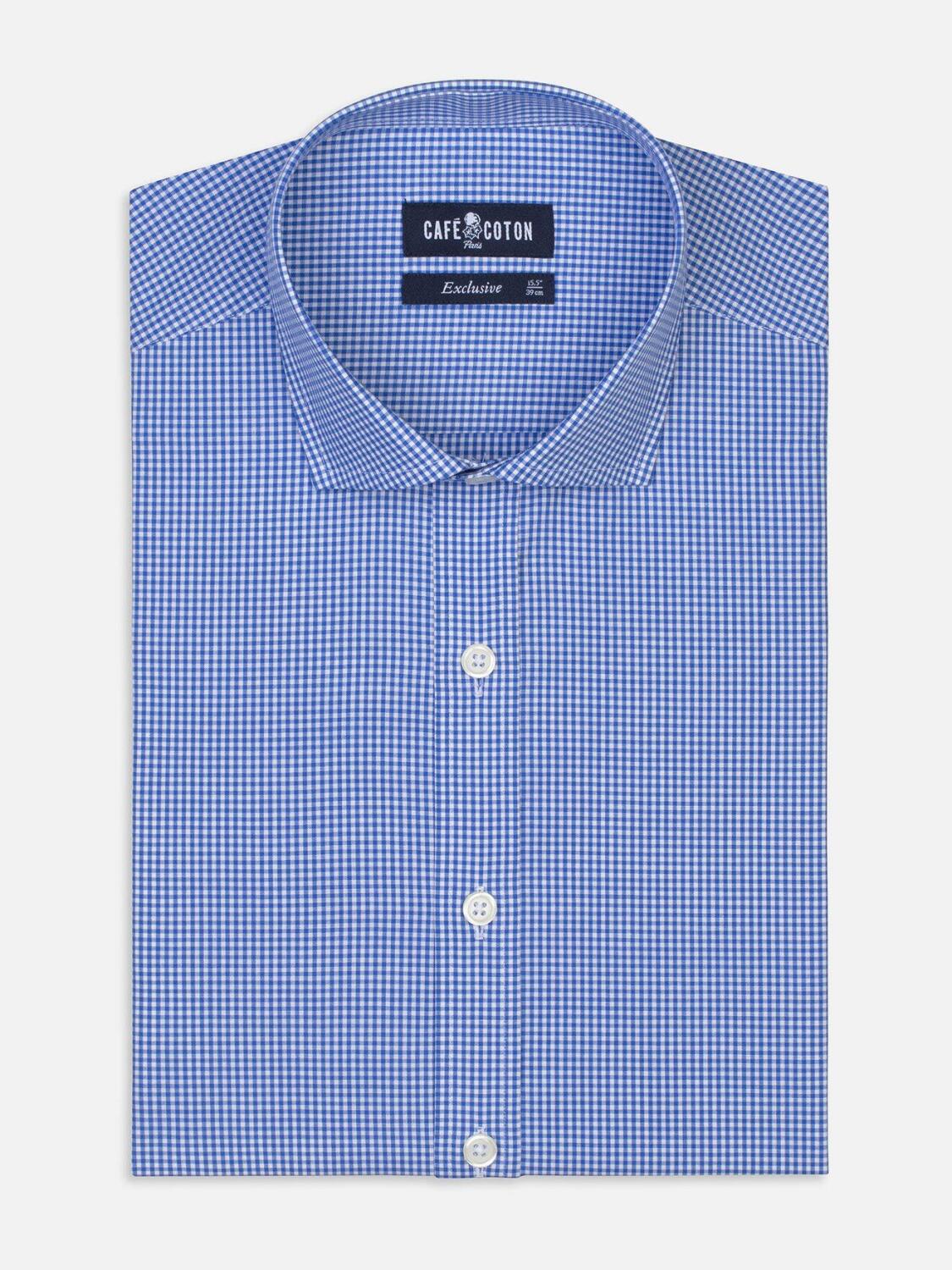 Chemise cintr&eacute;e &agrave; carreaux vichy bleus