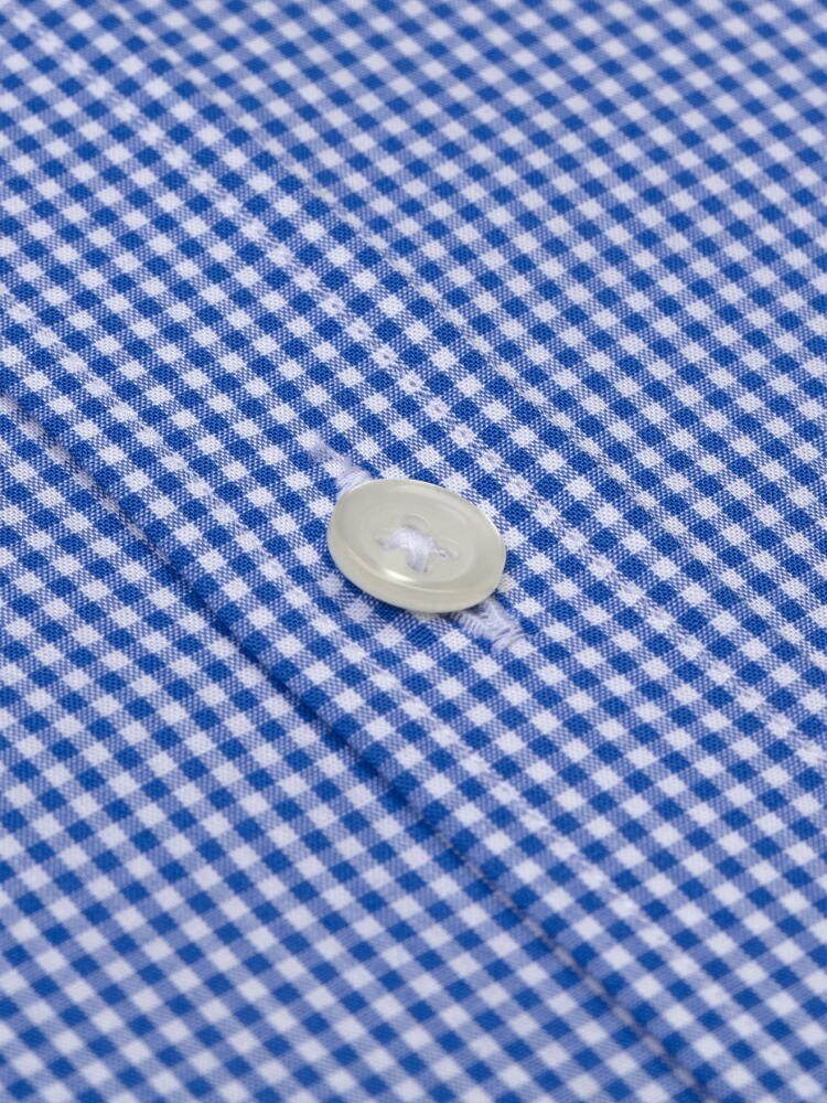 Blue gingham checked slim fit shirt