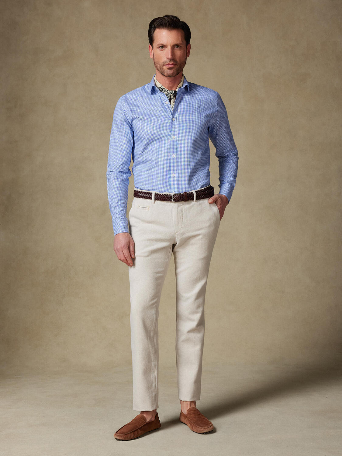 Camicia slim fit in percalle blu