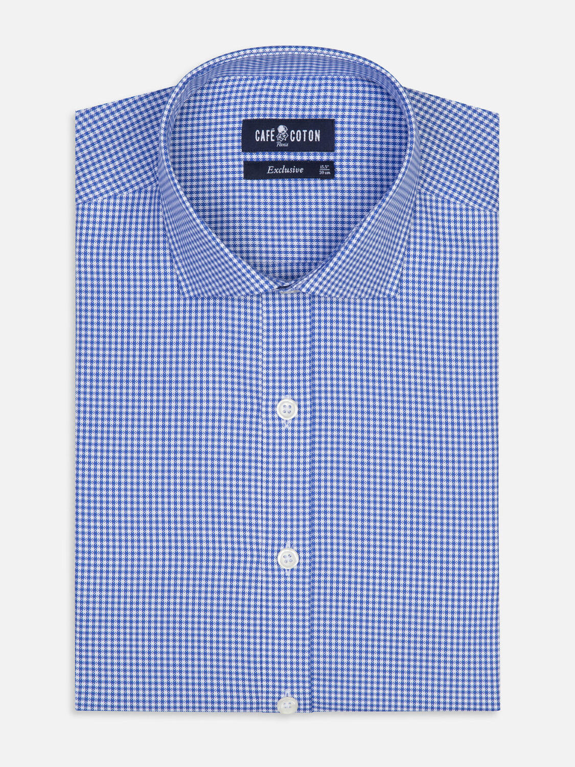 Camicia slim fit in percalle blu
