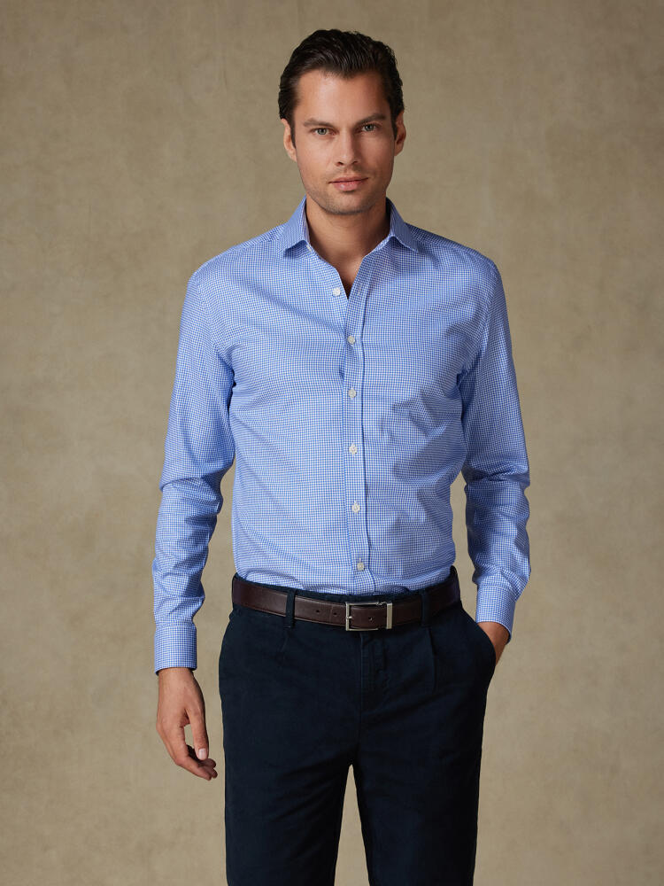 Chemise cintrée en vichy bleu