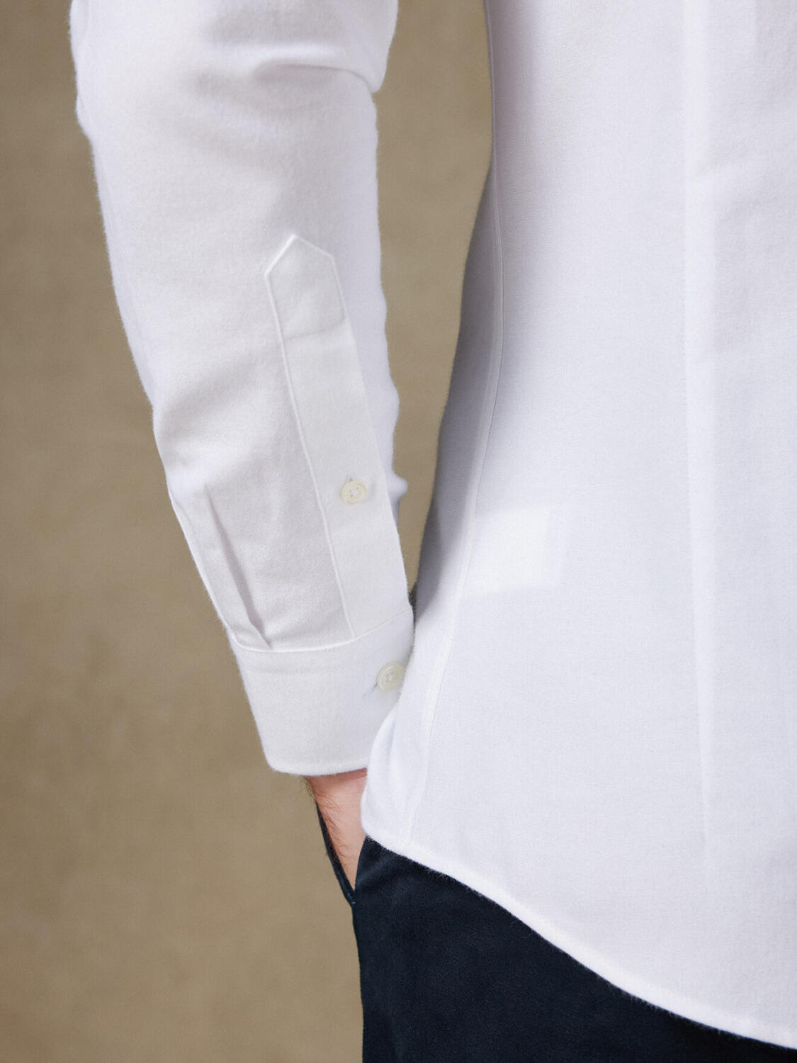 Chemise cintrée Vils en oxford brushed blanc