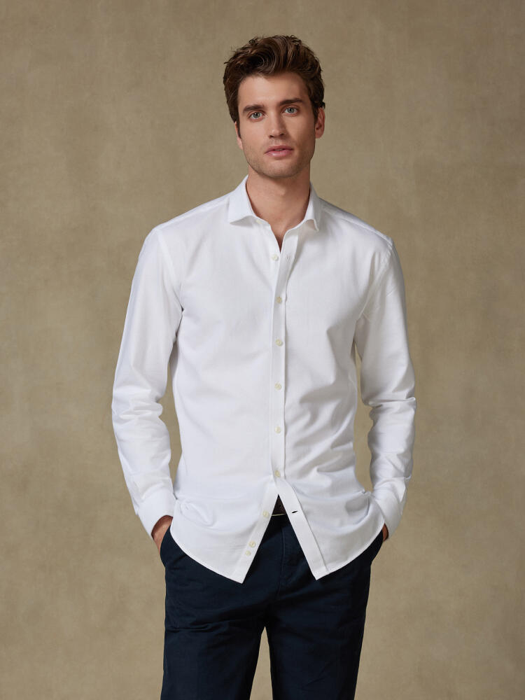 Vils white brushed oxford slim fit shirt
