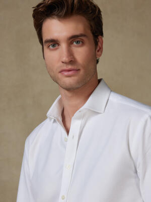 Vils white brushed oxford slim fit shirt