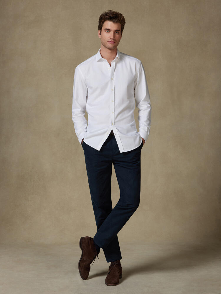 Vils white brushed oxford slim fit shirt