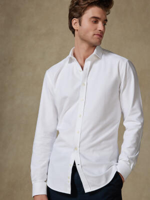 Vils white brushed oxford slim fit shirt