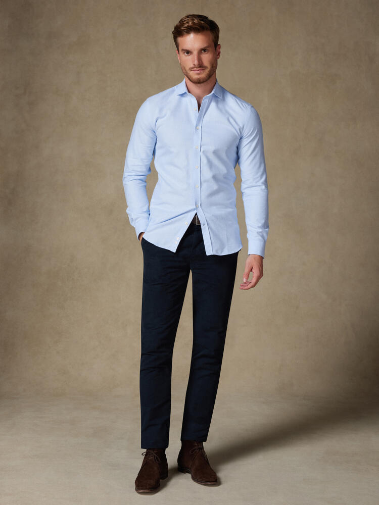 Vils Sky Blue Brushed Oxford slim fit shirt