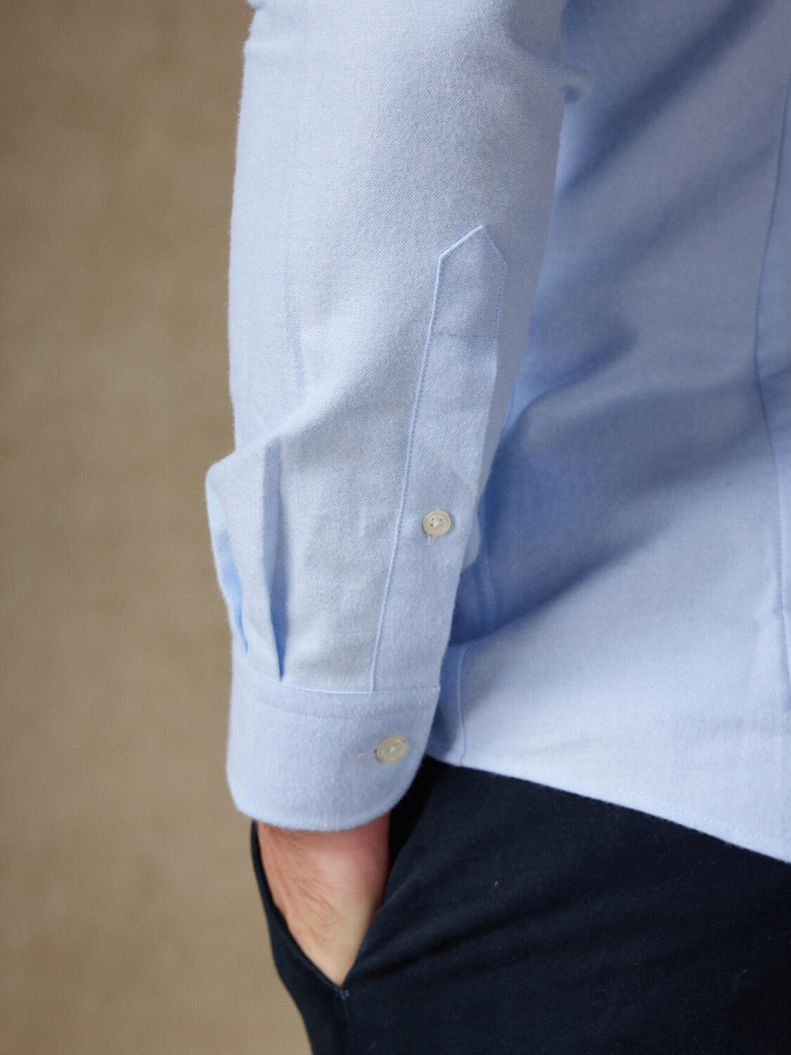 Chemise cintrée Vils en oxford brushed ciel