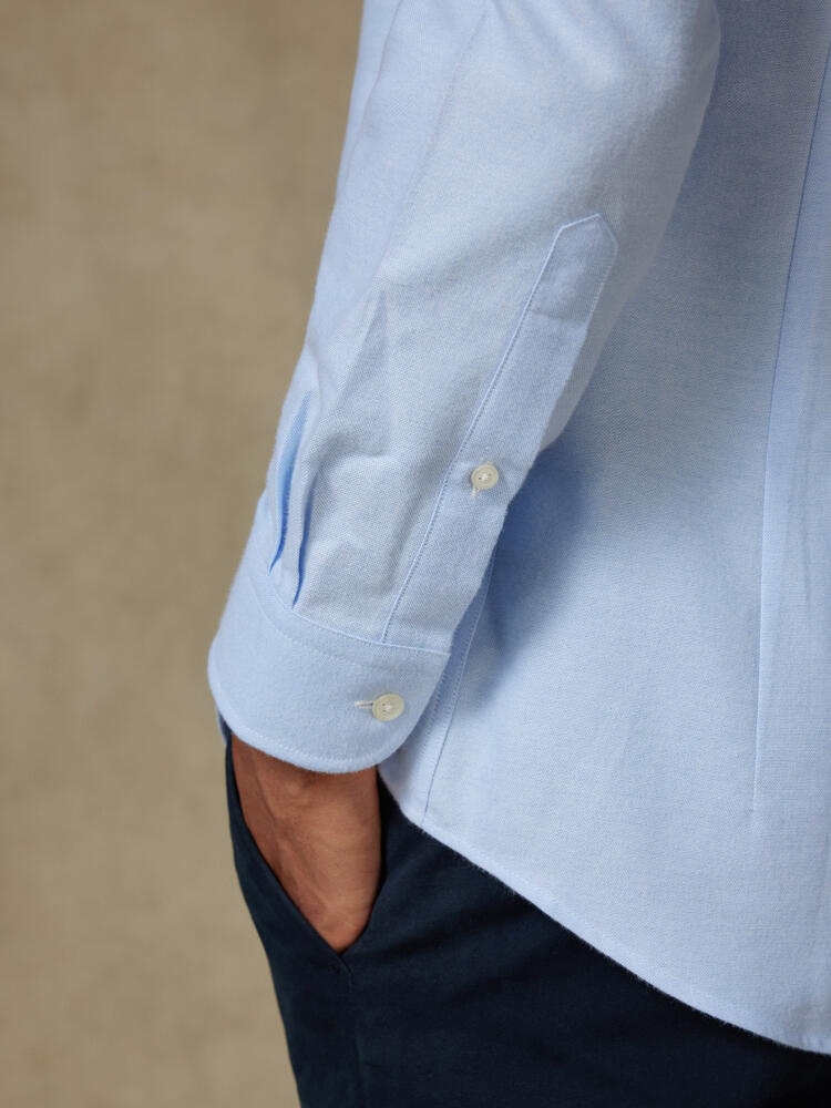 Camicia slim fit Vils in oxford spazzolato cielo