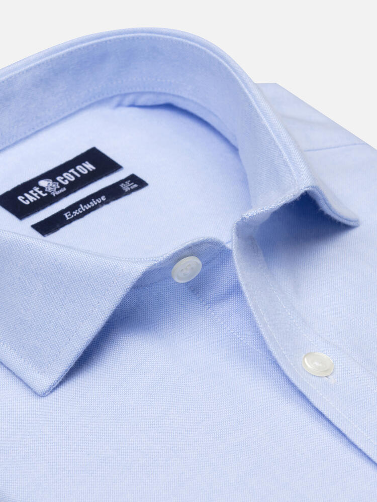 Camicia slim fit Vils in oxford spazzolato cielo