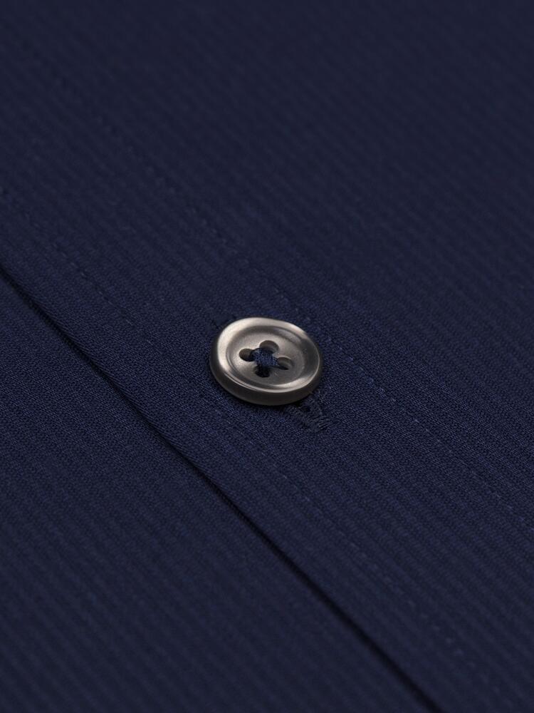 Navy blue piqu&eacute; slim fit shirt