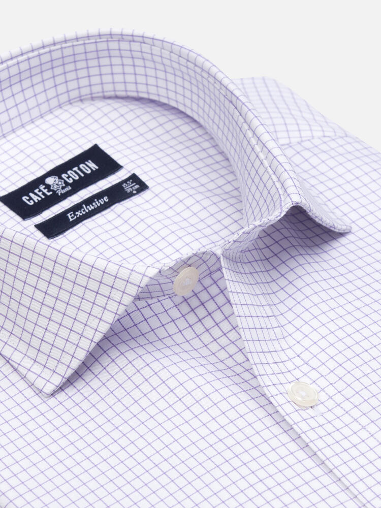 Chemise cintrée Warren à carreaux parme