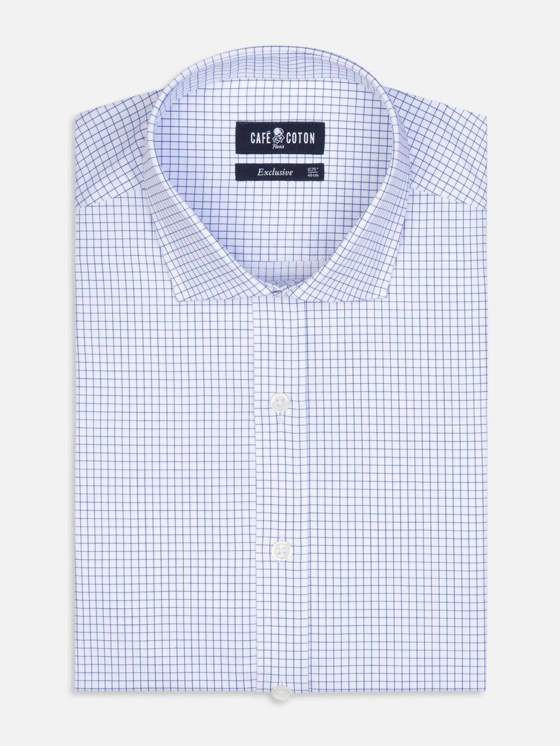 Chemise cintr&eacute;e Warren &agrave; carreaux bleus