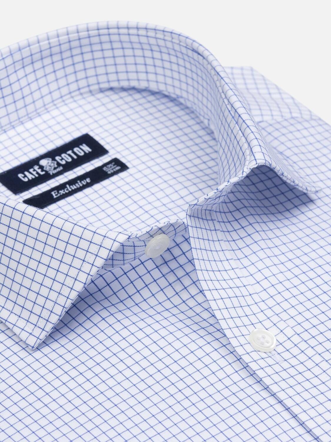 Chemise cintr&eacute;e Warren &agrave; carreaux bleus