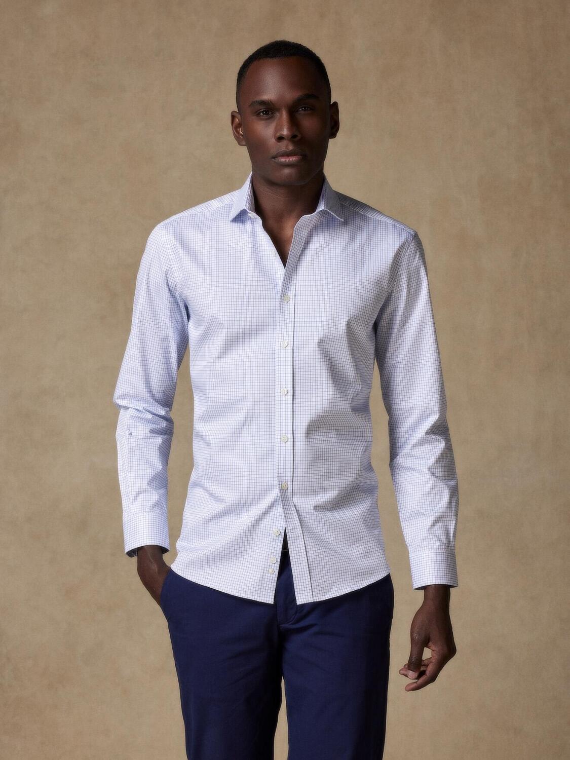 Chemise cintr&eacute;e Warren &agrave; carreaux bleus