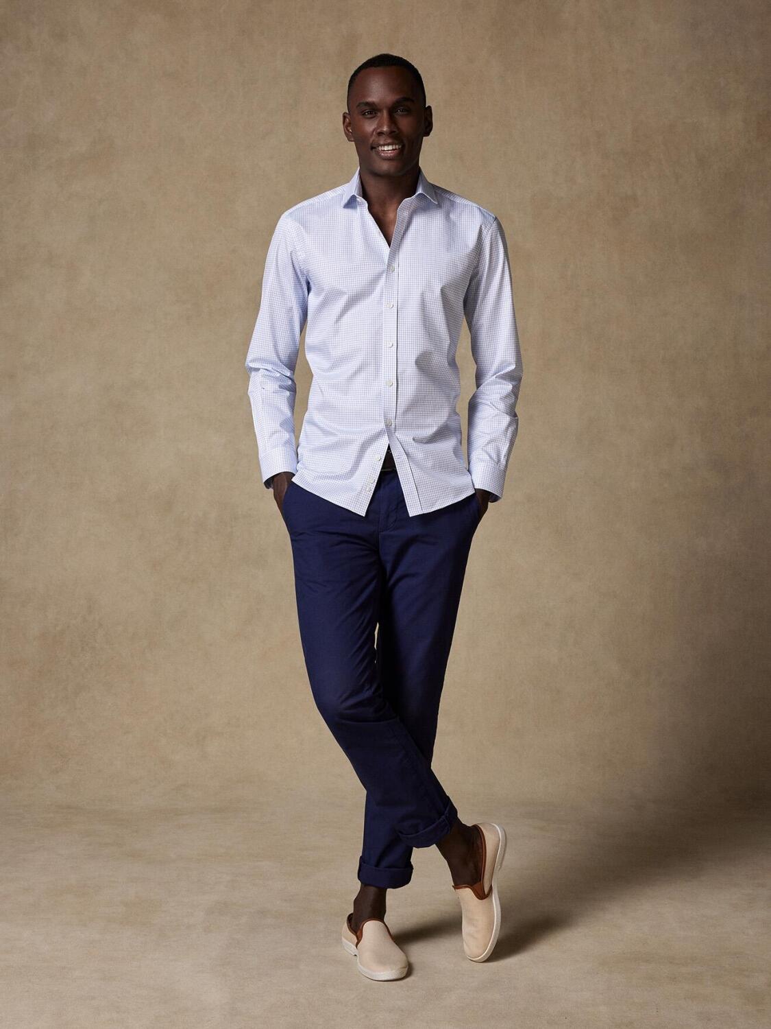 Chemise cintr&eacute;e Warren &agrave; carreaux bleus