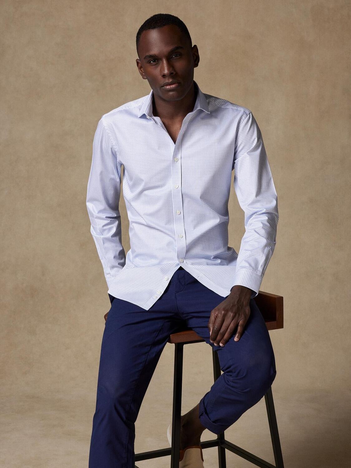 Chemise cintr&eacute;e Warren &agrave; carreaux bleus