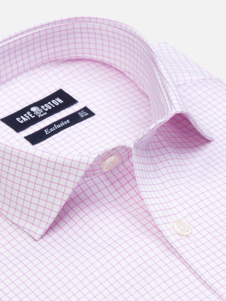 Chemise cintrée Warren à carreaux rose