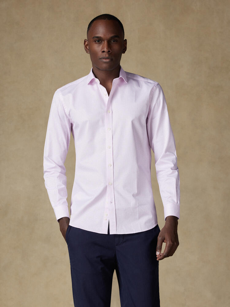 Chemise cintrée Warren à carreaux rose