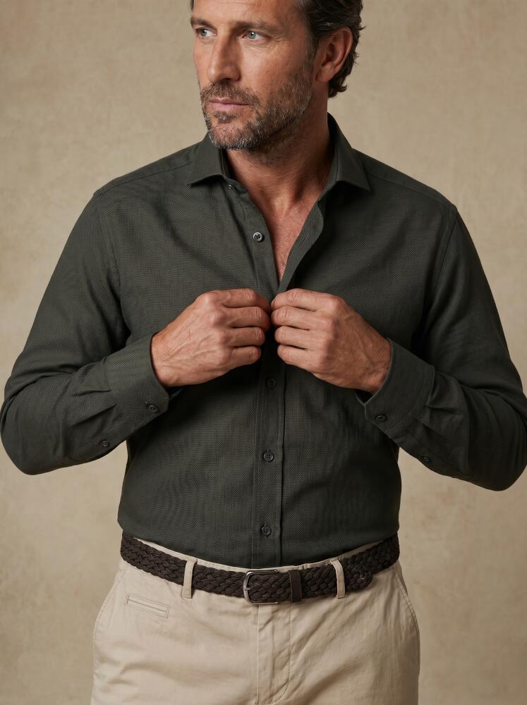 Camicia Slim Fit Weldon in Oxford khaki