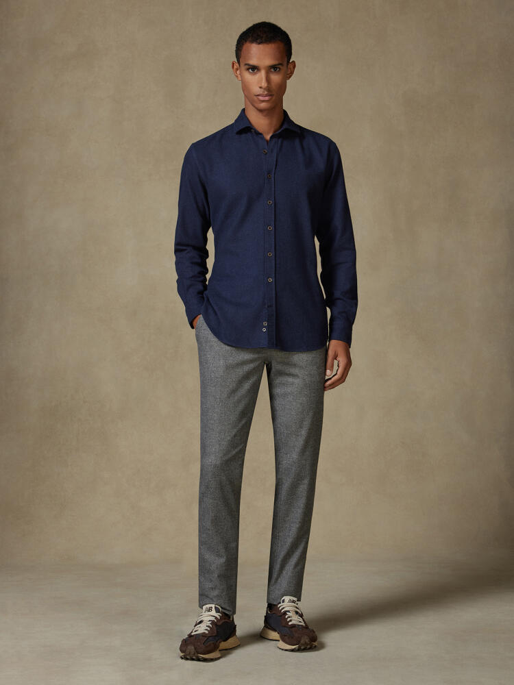 Wessow navy flannel slim fit shirt