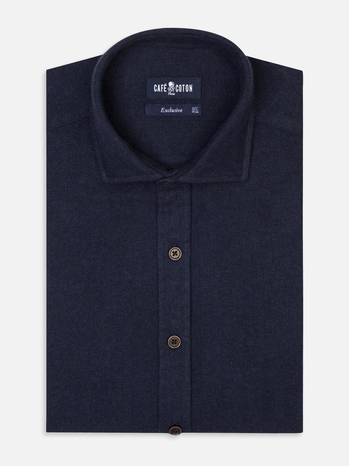 Wessow navy flannel slim fit shirt