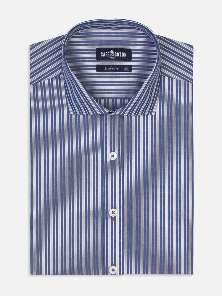 Willem navy and grey striped slim fit shirt